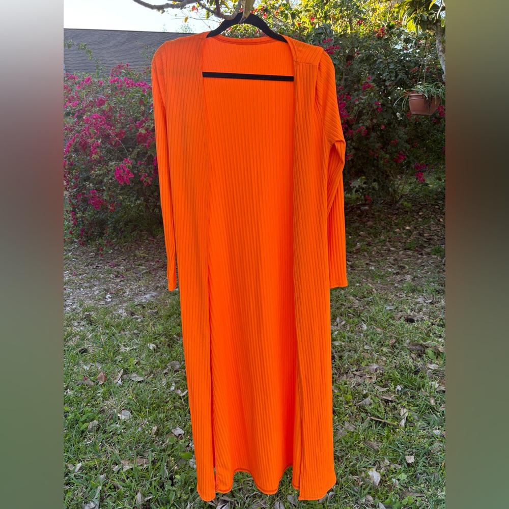 Vibrant Orange Long Cardigan